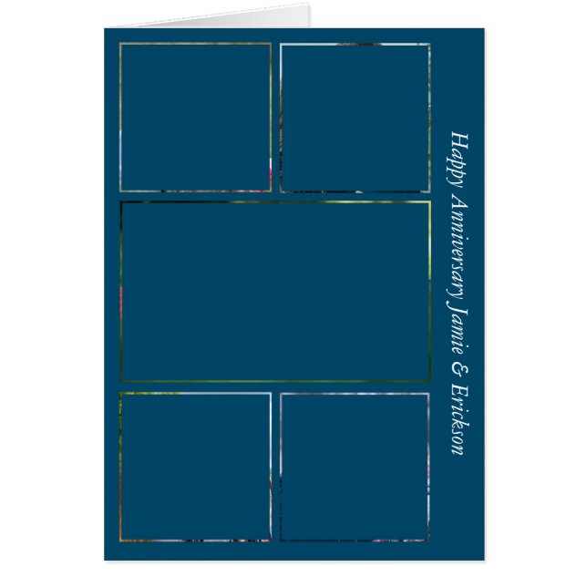 Tarjeta azul Verde azulada de cinco años de foto (Frente)