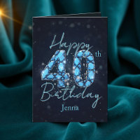 Azul Zafiro Lujoso y Cumpleaños 40 Negro