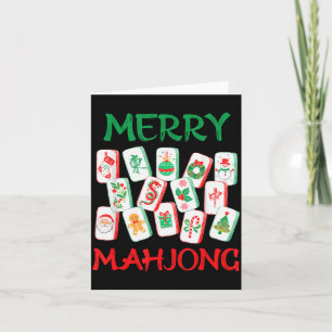 Tarjeta Azulejos de Mahjong de Navidad acuarela Mah Jong C