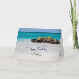 Tarjeta Azure Ocean Sandy Beach Photo Birthday