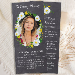 Tarjeta B de oración de fúnebre floral conmemorati
