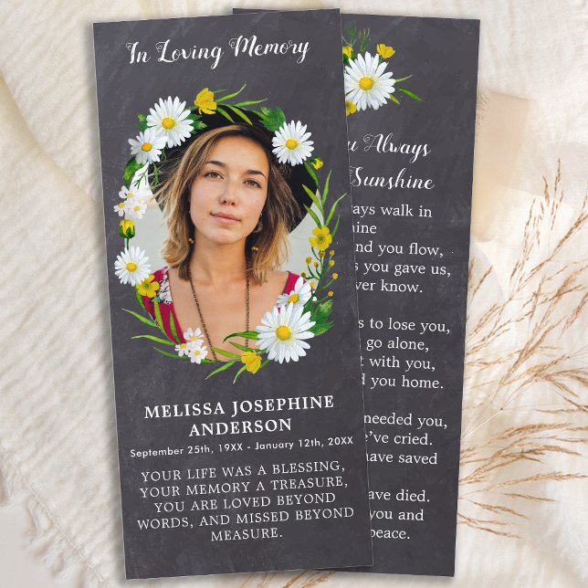 Tarjeta B de oración de fúnebre floral conmemorati (Subido por el creador)