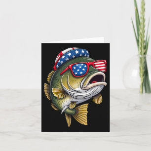 Tarjeta B Pesca De Pescado 4 De Julio Bandera Estadouniden
