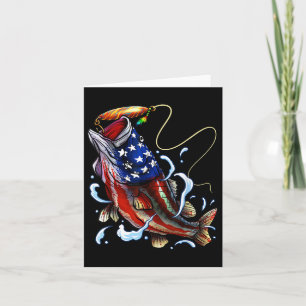 Tarjeta B Pescado Bandera Estadounidense Padre Cuarto De