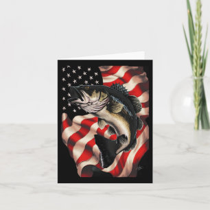 Tarjeta B Pescador Bandera Estadounidense 4 De Julio Para 