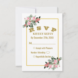 Tarjeta B RSVP de boda floral de Magnolia de color