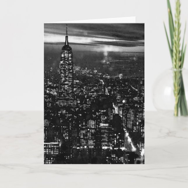 Tarjeta B&W New York City en la noche (Anverso)