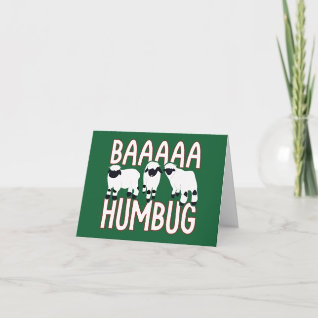 Tarjeta Baa Humbug Funny Valais Blacknose Navidades de ove (Anverso)