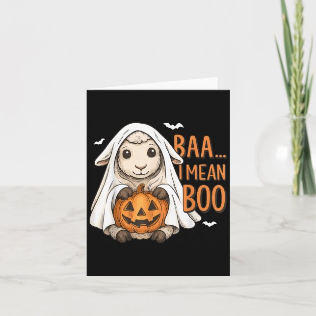 Tarjeta Baa I Me Refiere A Boo Ghost Sheep Halloween Ghost (Anverso)