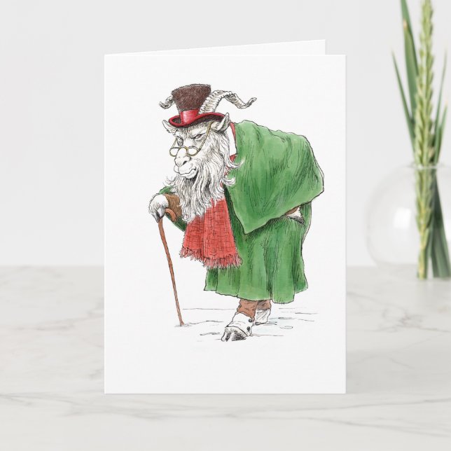Tarjeta Baaa, ¡Basta de tonterías! Cabra Ebeneezer Scrooge (Anverso)