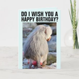 TARJETA BABOON BUTT FUNNY MONKEY BUTT CUADRO DE CUMPLEAÑOS