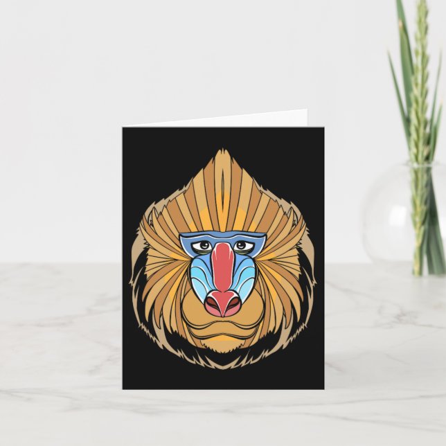 Tarjeta Baboon Face Halloween Scary Baboon Mono (Anverso)