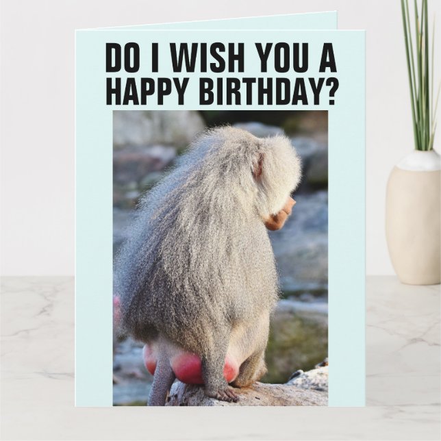 TARJETA BABOON MONKEY BUTT FUNNY BIRTHDAY GREETING CARD (Anverso)
