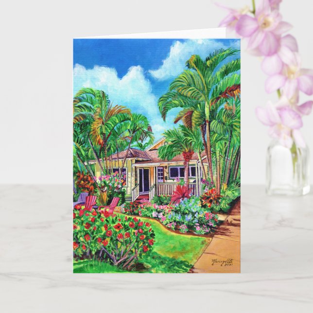 Tarjeta Baby Beach Bungalow Hawaiian Vacation House Card (Orquídea)