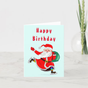Tarjeta Baby Birday Card Santa con regalo - Personalizable
