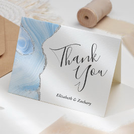 Tarjeta Baby Blue Agate Silver Boda Gracias