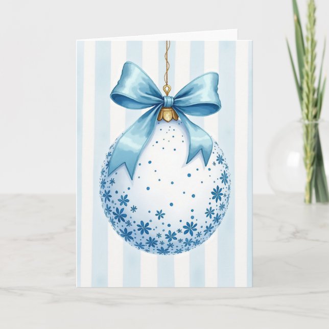 Tarjeta Baby Blue Christmas Ornament Card (Anverso)