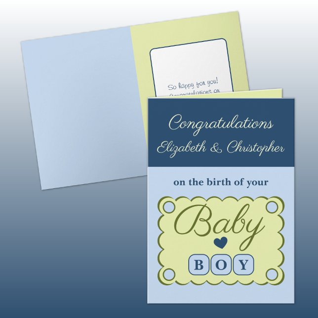 Tarjeta Baby boy congratulations blue green (Subido por el creador)