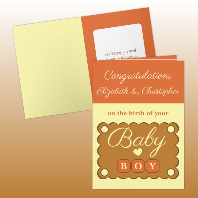Tarjeta Baby boy congratulations orange yellow (Subido por el creador)