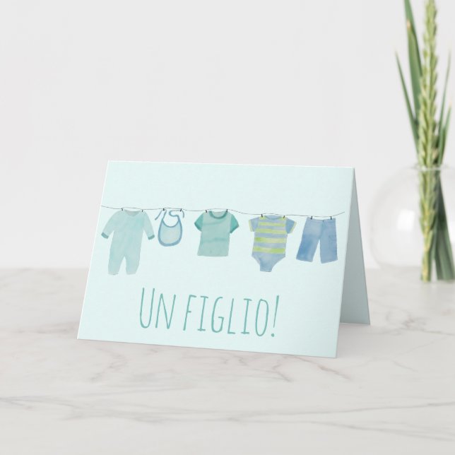 Tarjeta Baby Boy Felicitaciones Italianas (Anverso)