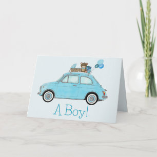 Tarjeta Baby Boy Fiat 500 Felicitaciones