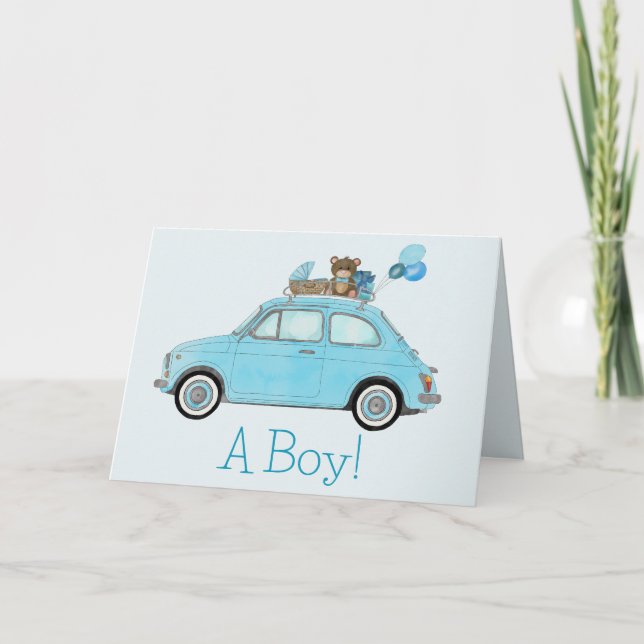Tarjeta Baby Boy Fiat 500 Felicitaciones (Anverso)