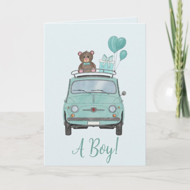 Tarjeta Baby Boy Fiat 500 Felicitaciones (Anverso)