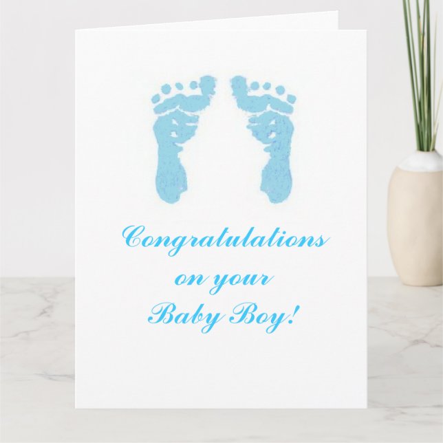 Tarjeta "Baby Boy Footprints" Big de 8.5"x11" (Anverso)