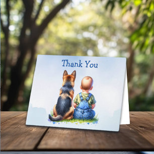 Tarjeta Baby Boy y el alemán Shepherd Baby Shower gracias