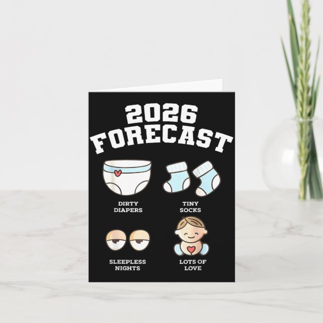 Tarjeta Baby Coming Soon 2026 Forecast Baby Shower Funny N (Anverso)