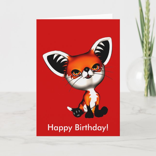 Tarjeta Baby Dog Fox Happy Birday Card (Anverso)