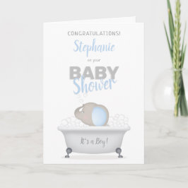 Tarjeta Baby Elephant Bubble Bath Boy Baby Shower