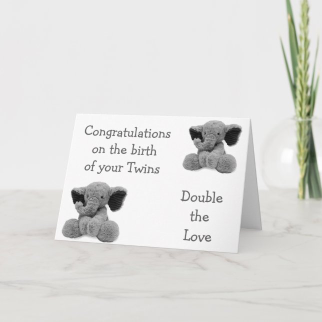 TARJETA BABY ELEPHANTS DICE DOBLE AMOR CON NUEVOS GEMAS (Anverso)