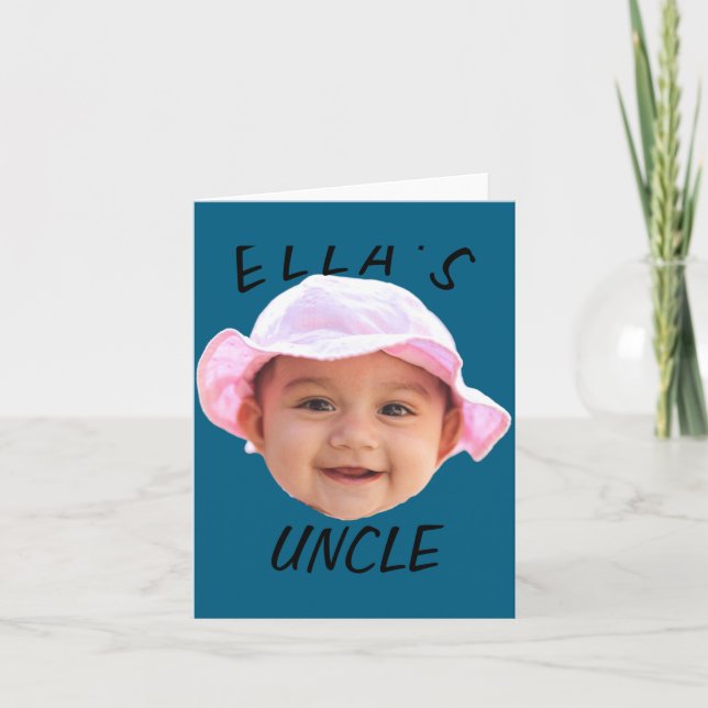 Tarjeta Baby Face Photo Text New Uncle  (Anverso)