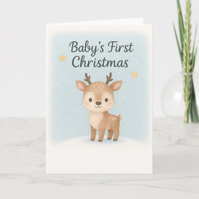 Tarjeta Baby first christmas reindeer sweet gentle holiday (Anverso)