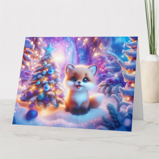 Tarjeta Baby Fox Navidades Fantasy (Anverso)