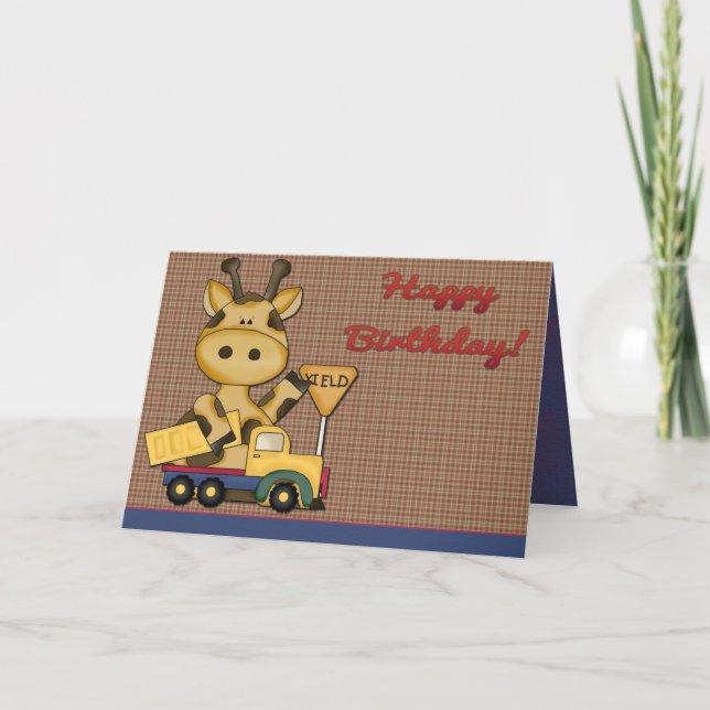 Tarjeta Baby Giraffe Boy Birthday Card (Anverso)