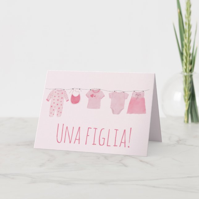 Tarjeta Baby Girl Felicitaciones italianas (Anverso)