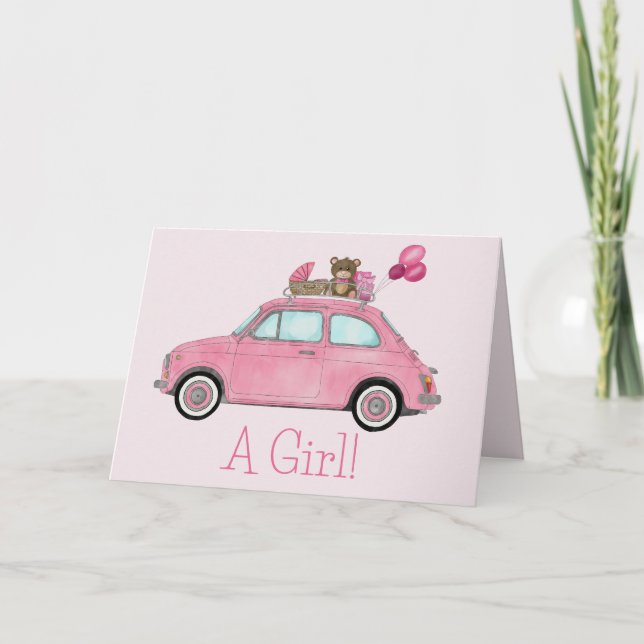 Tarjeta Baby Girl Fiat 500 felicitaciones (Anverso)