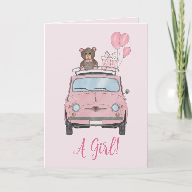 Tarjeta Baby Girl Fiat 500 felicitaciones (Anverso)