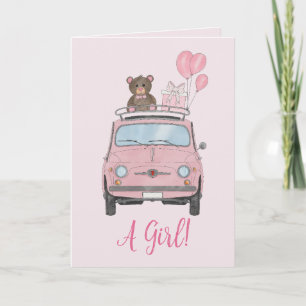 Tarjeta Baby Girl Fiat 500 felicitaciones