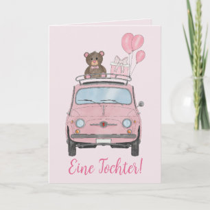 Tarjeta Baby Girl Fiat 500 Felicitaciones alemanas