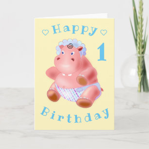 Tarjeta Baby Hippo Funny Birthday Card - Personalizable