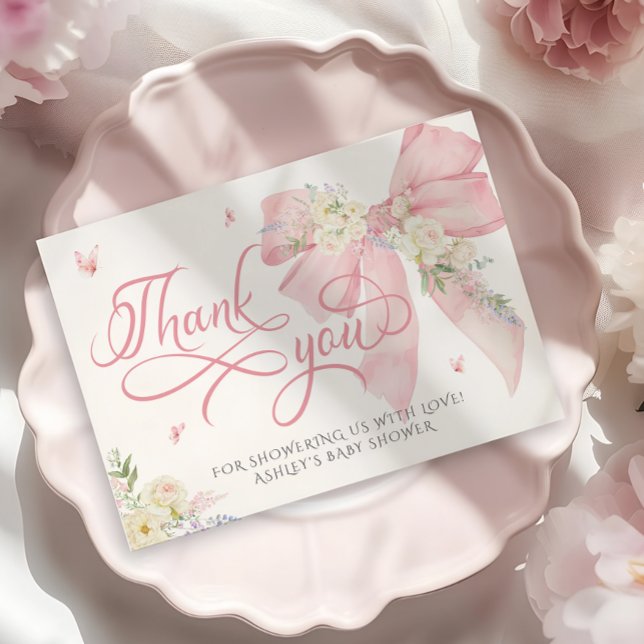 Tarjeta Baby In Bloom Bow Baby Shower Gracias Card (Subido por el creador)
