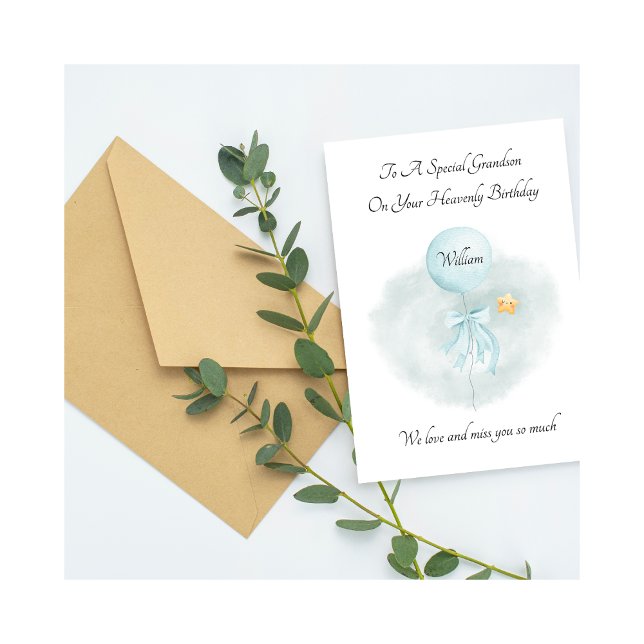 Tarjeta Baby Loss Blue Balloon Remembrance Birthday Card (Subido por el creador)