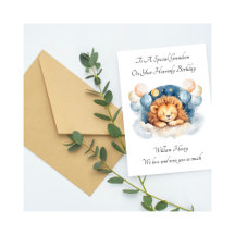 Baby Loss Boy Lion Birthday Remembrance Card