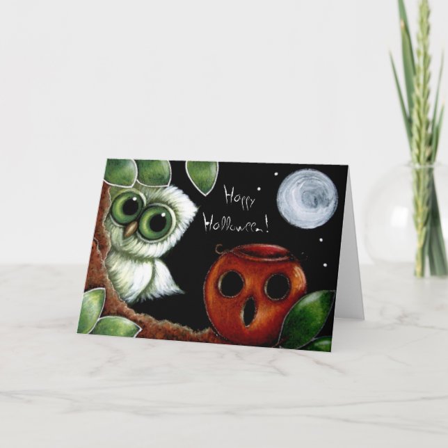 Tarjeta BABY OWL & OWL PUMPKIN BASKET Card (Anverso)