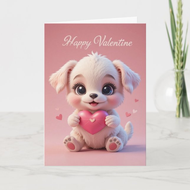 Tarjeta  Baby Pup Valentine Cute Happy Valentines Day Love (Anverso)