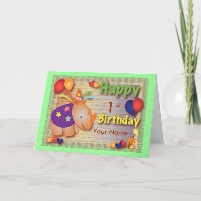 Tarjeta Baby Rhino: saludo de cumpleaños (Anverso)
