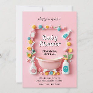Tarjeta Baby Shower Adorable con Baby Essentials